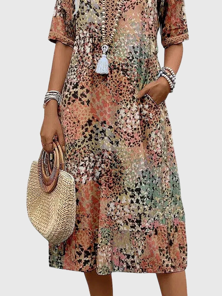 Rosalind | Women's Delicate Floral Print Flowing Midi Dress