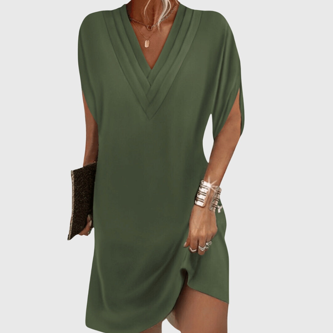 Rosalind | Women's Draped V-Neck Flowy Midi Dress