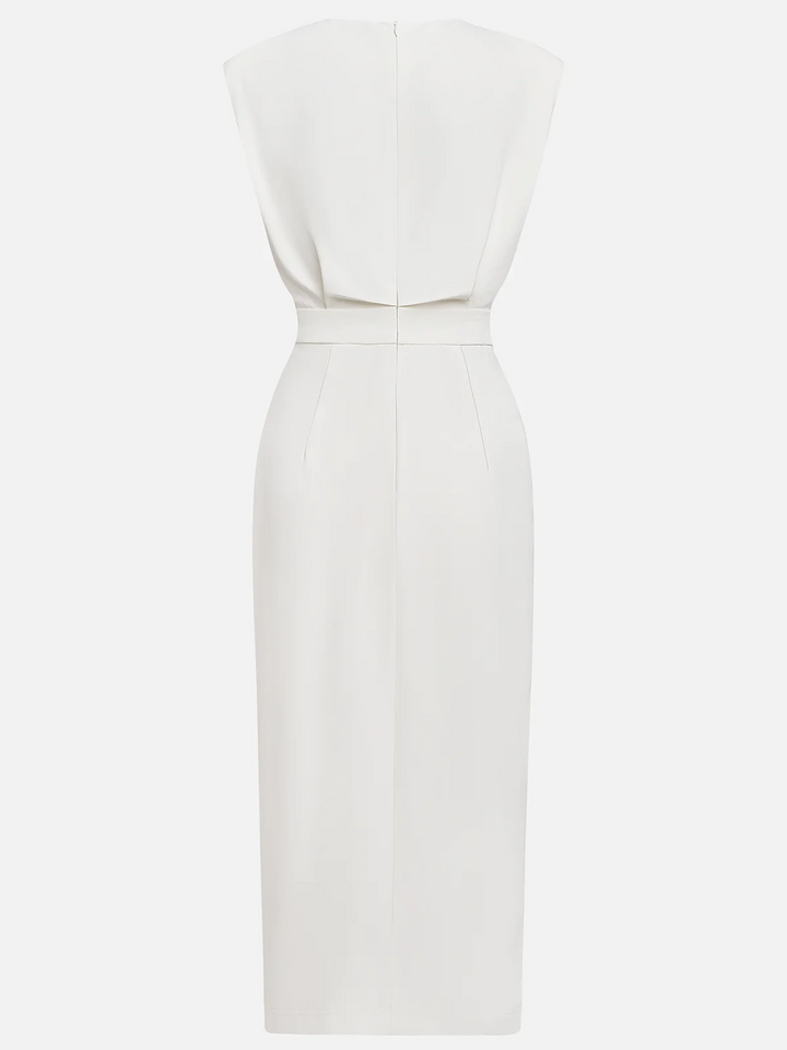Rosalind | Women's Side-Button Sleeveless Structured Midi Dress