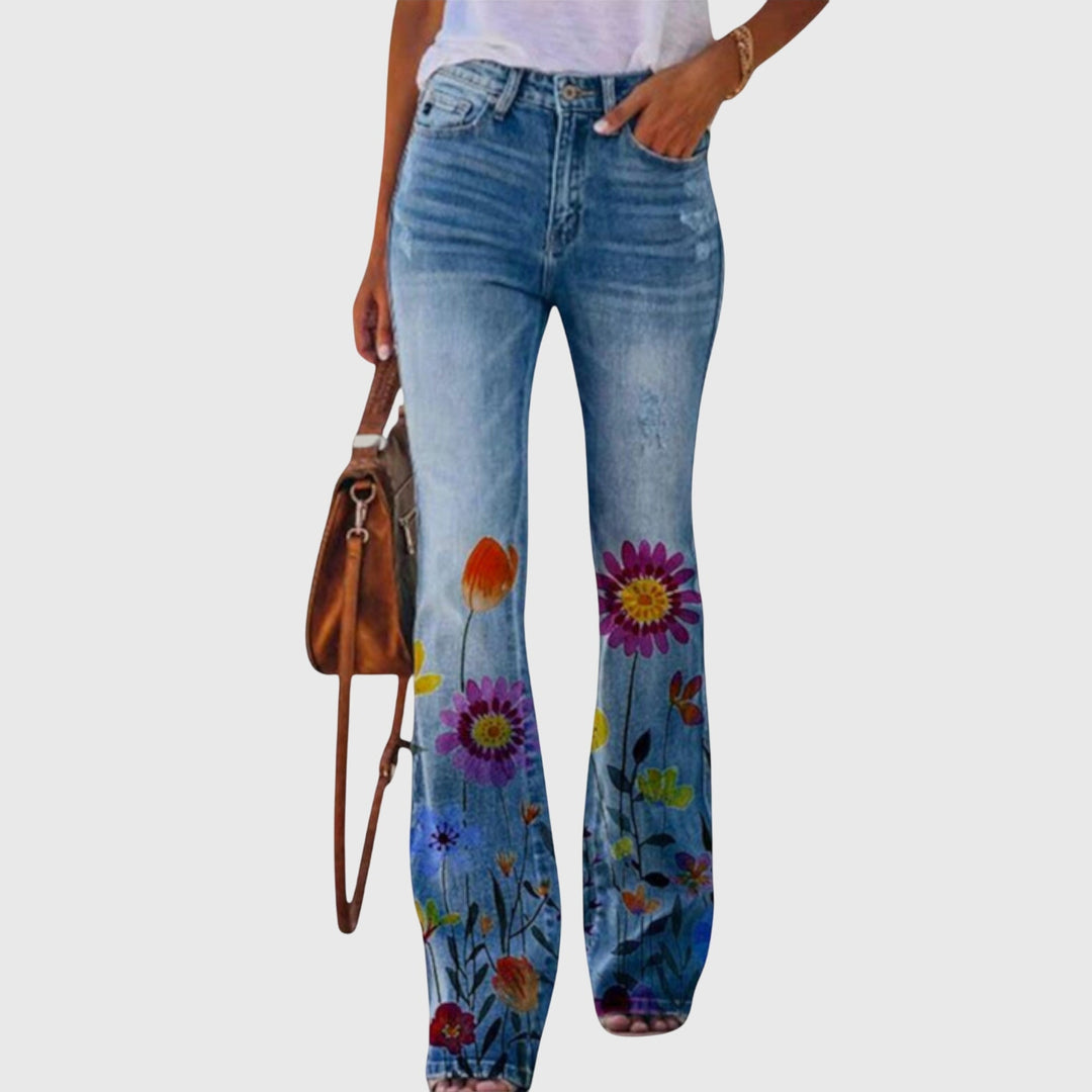Rosalind | Women's Wide Leg Button Detail Floral Pants