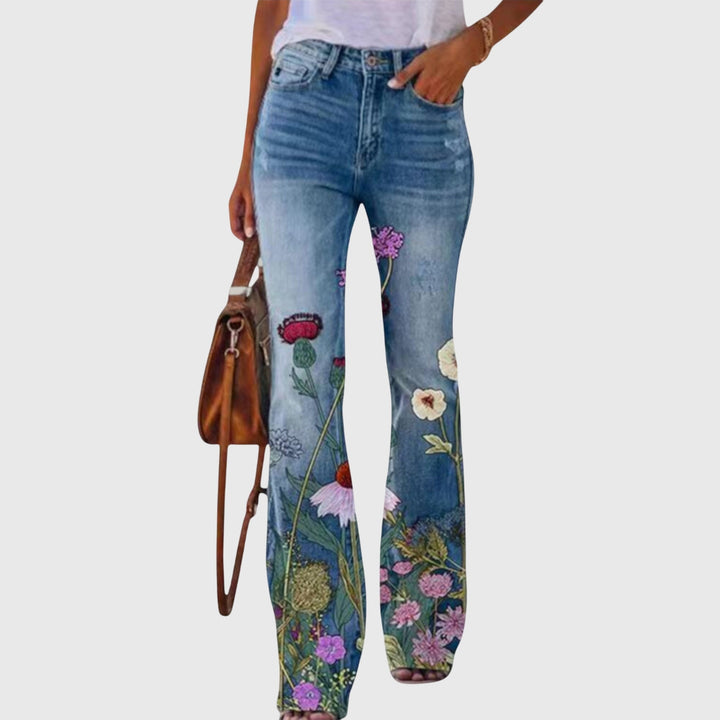 Rosalind | Women's Wide Leg Button Detail Floral Pants