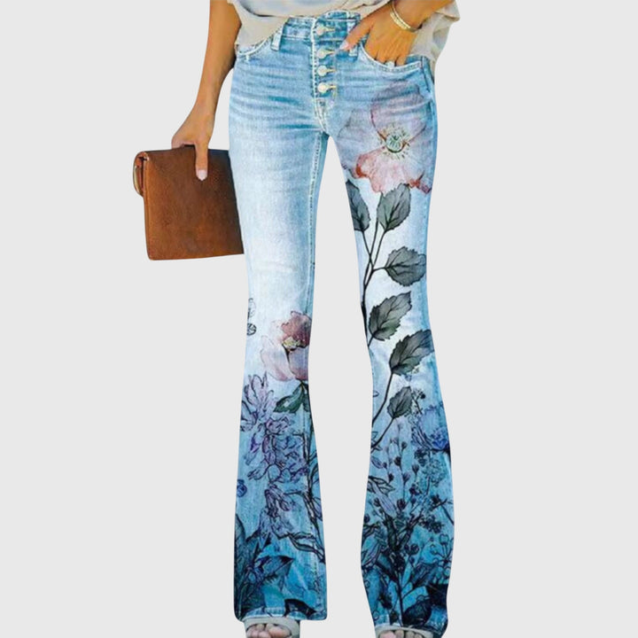 Rosalind | Women's Wide Leg Button Detail Floral Pants