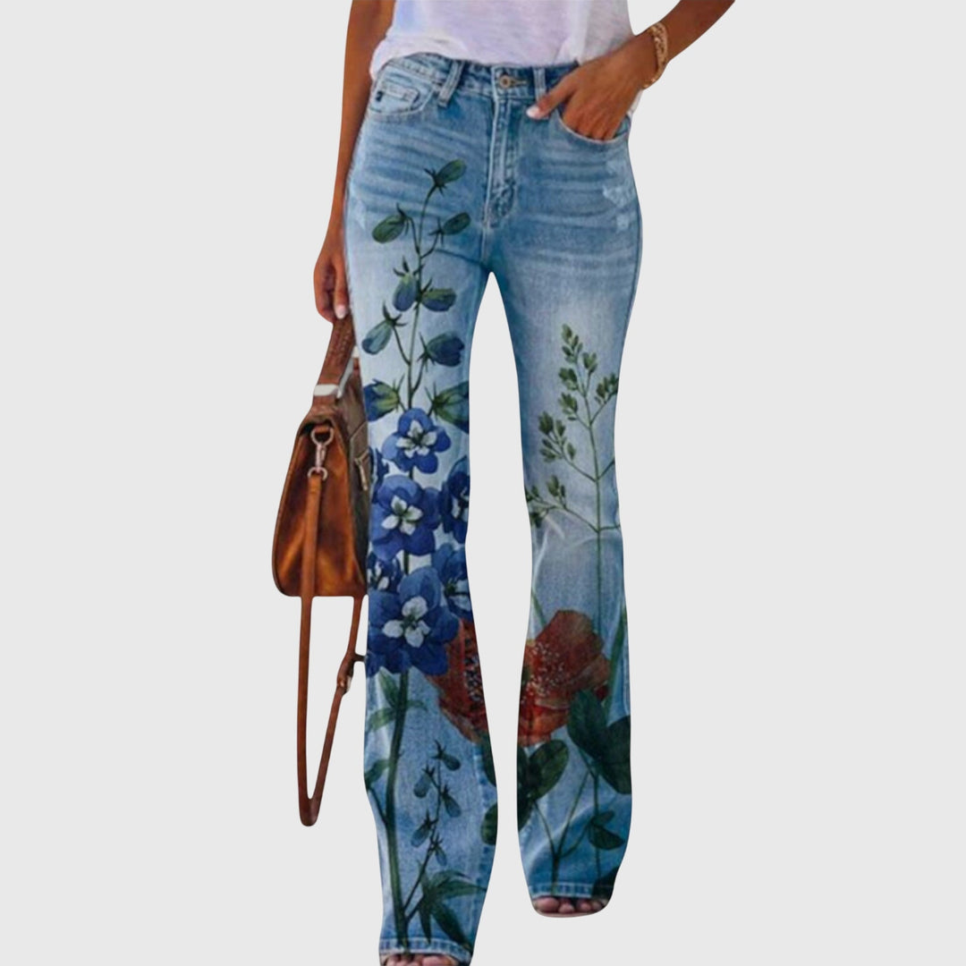 Rosalind | Women's Wide Leg Button Detail Floral Pants
