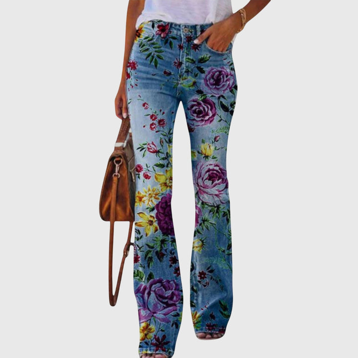 Rosalind | Women's Wide Leg Button Detail Floral Pants