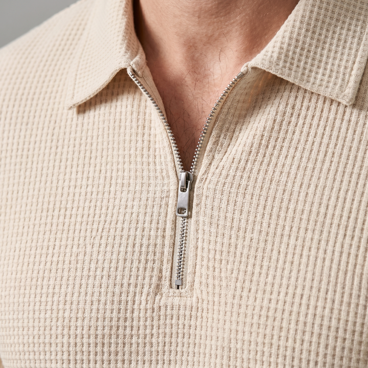 Russell | Men's Waffle-Knit Zip-Collar Polo and Trousers Set