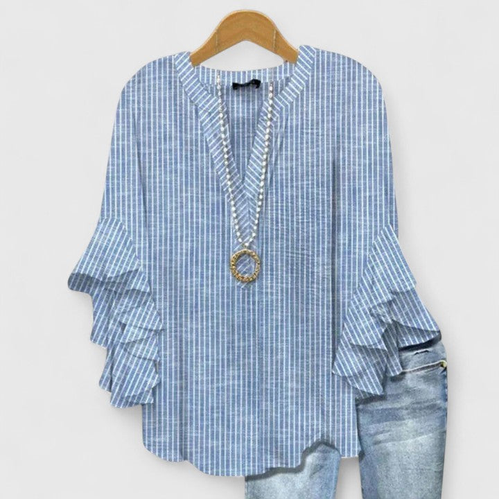 Saryphiah | Women's Floral Print Ruffled Sleeve Comfortable Blouse