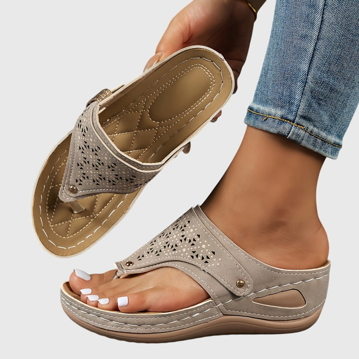 Saskia | Women's Striped Open Toe Flip Flop Sandals