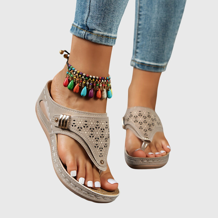 Saskia | Women's Striped Open Toe Flip Flop Sandals