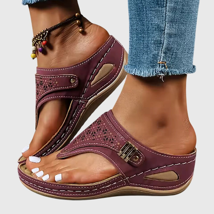 Saskia | Women's Striped Open Toe Flip Flop Sandals