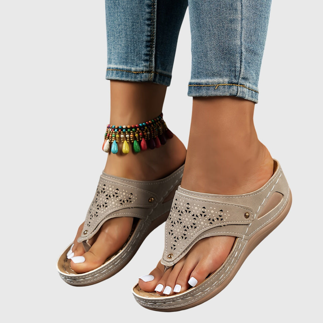 Saskia | Women's Striped Open Toe Flip Flop Sandals
