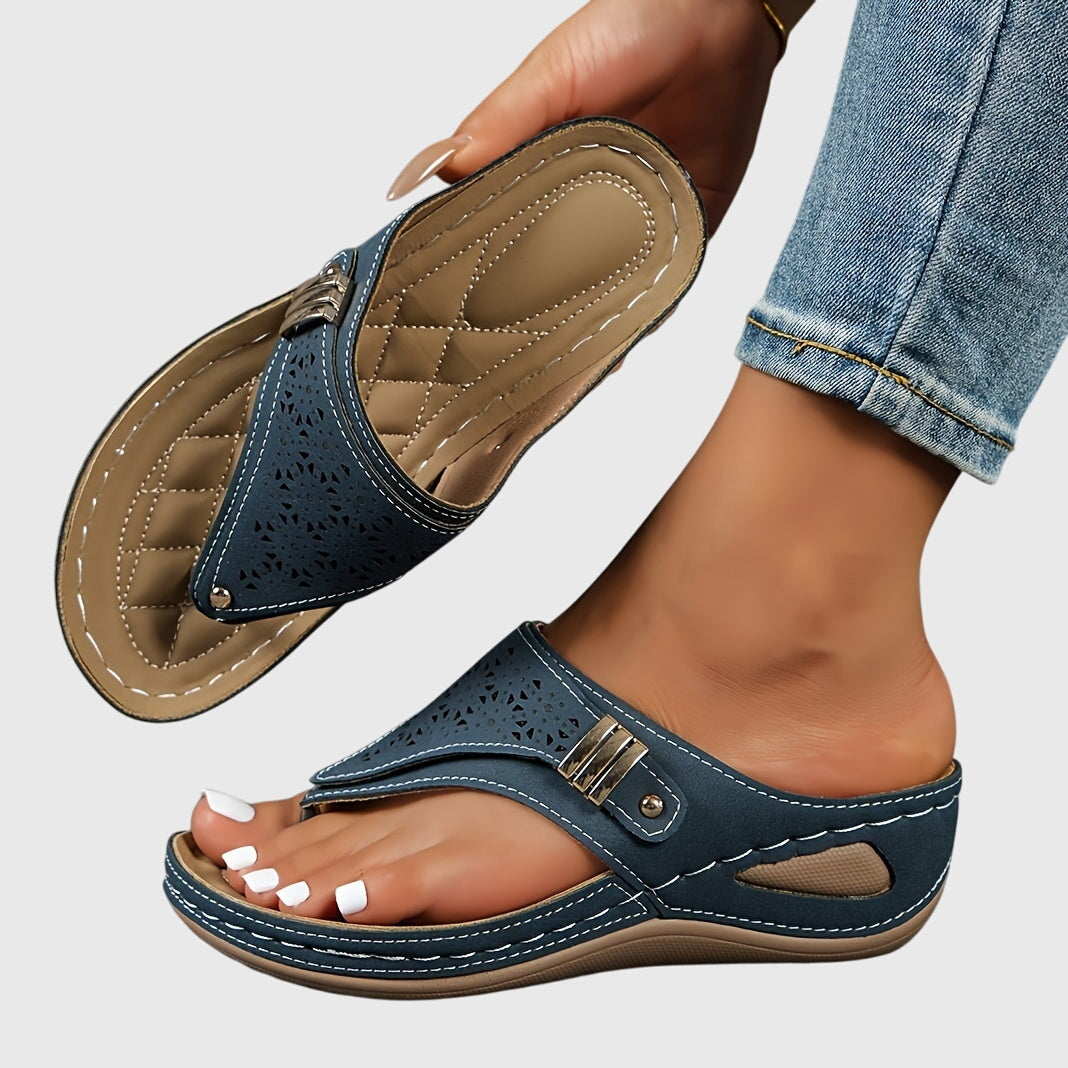 Saskia | Women's Striped Open Toe Flip Flop Sandals