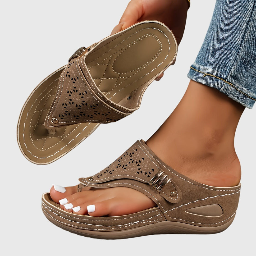 Saskia | Women's Striped Open Toe Flip Flop Sandals