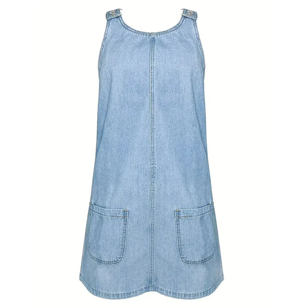 Saylor | Women's Relaxed Sleeveless Denim-Look Midi Dress