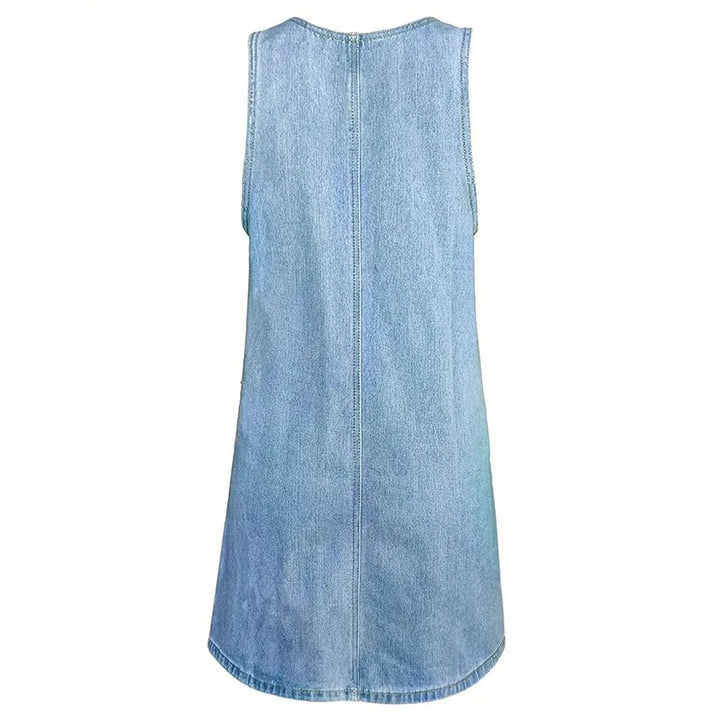 Saylor | Women's Relaxed Sleeveless Denim-Look Midi Dress