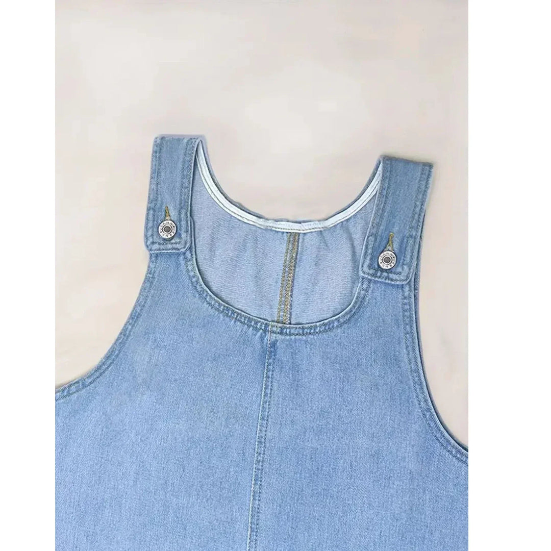 Saylor | Women's Relaxed Sleeveless Denim-Look Midi Dress