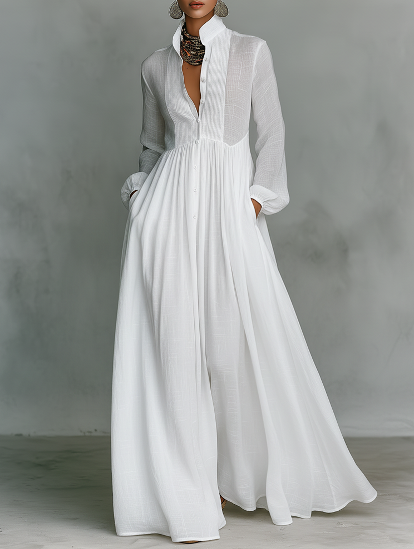 Selena | Women's Flowing Button-Front Lightweight Maxi Dress