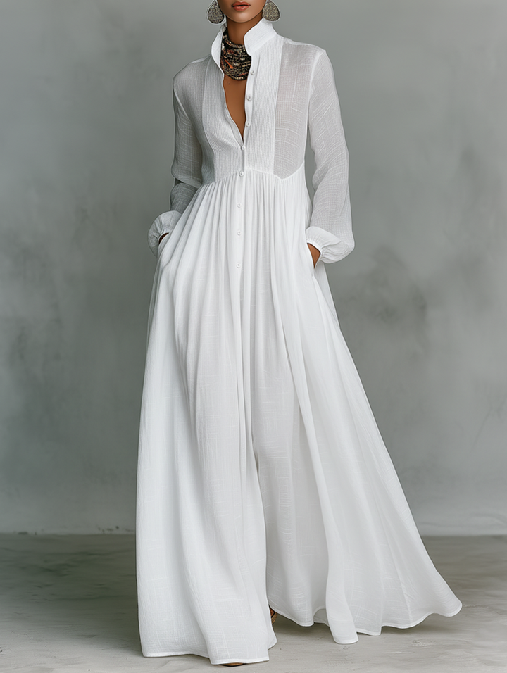 Selena | Women's Flowing Button-Front Lightweight Maxi Dress