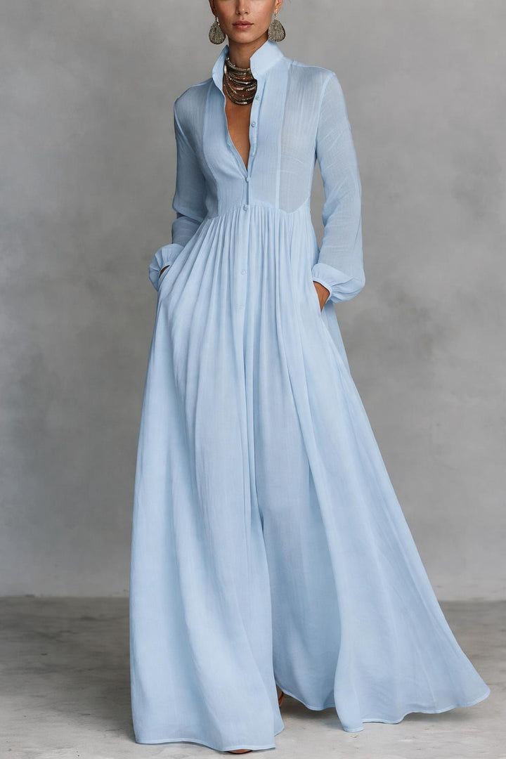 Selena | Women's Flowing Button-Front Lightweight Maxi Dress