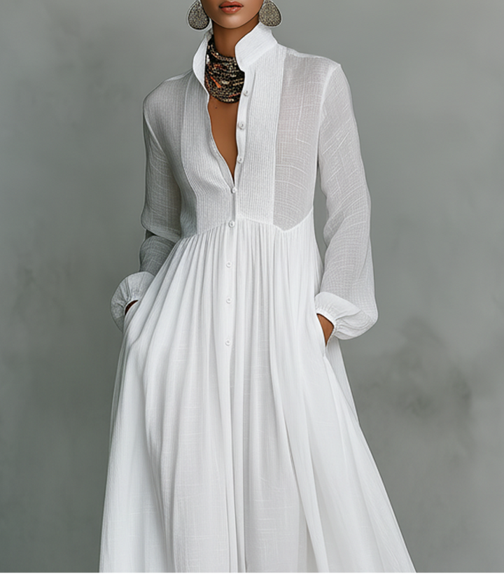 Selena | Women's Flowing Button-Front Lightweight Maxi Dress