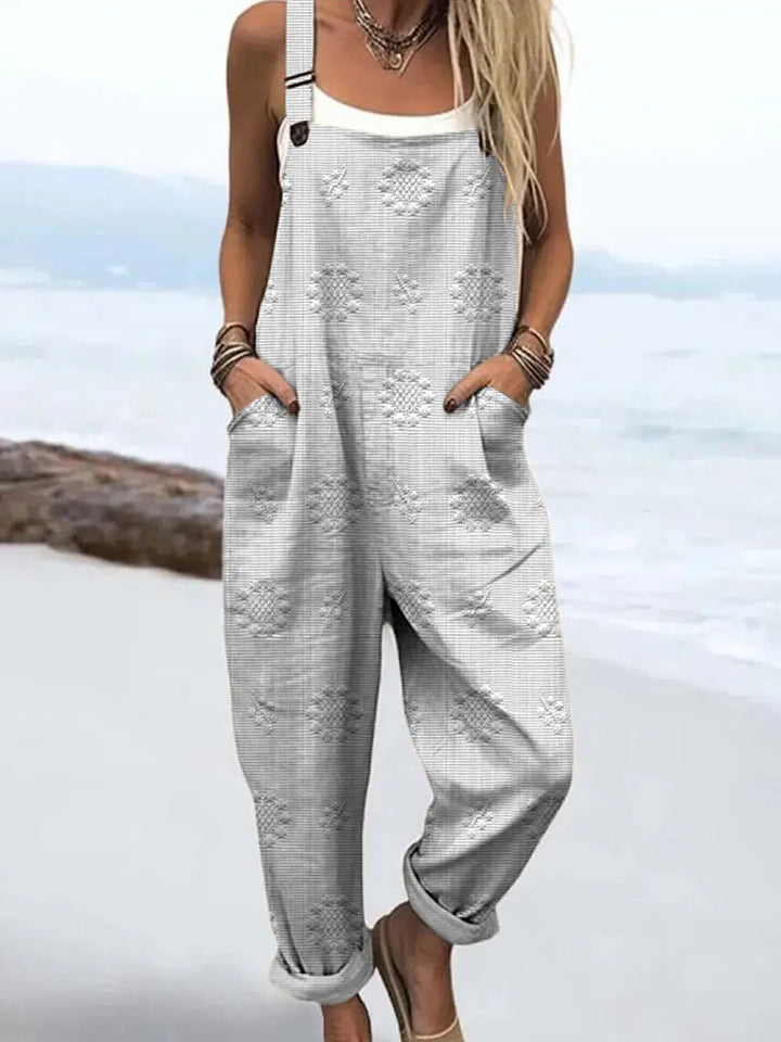 Selene | Women's Relaxed Woven Pattern Wide-Leg Jumpsuit