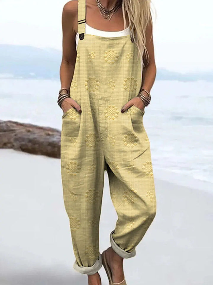 Selene | Women's Relaxed Woven Pattern Wide-Leg Jumpsuit