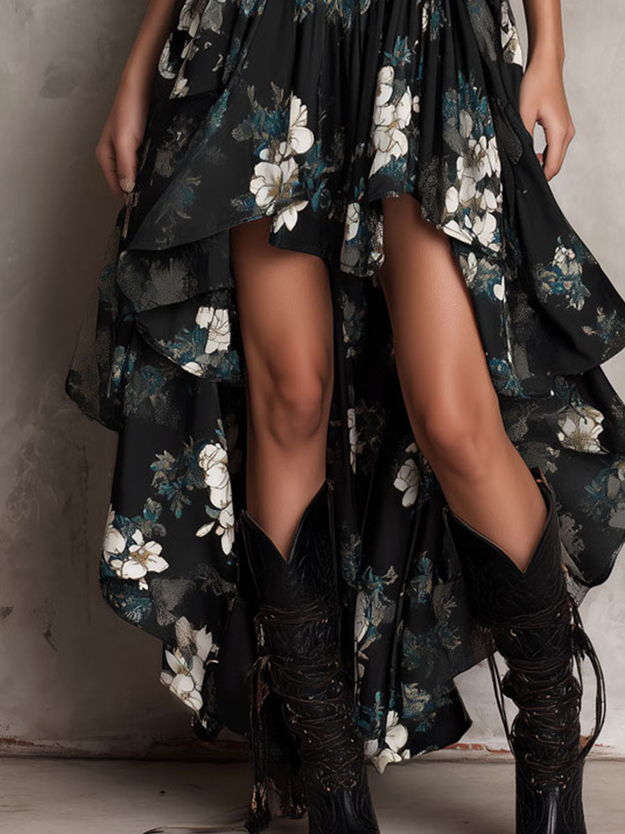 Seraphina | Women's Bohemian Floral Woven Strapless Maxi Dress