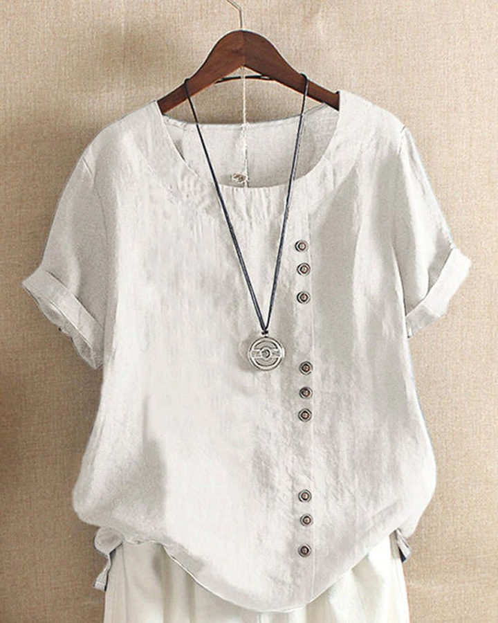 Sienna | Women's Casual Linen Button-Front Tunic Top