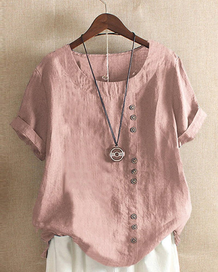 Sienna | Women's Casual Linen Button-Front Tunic Top