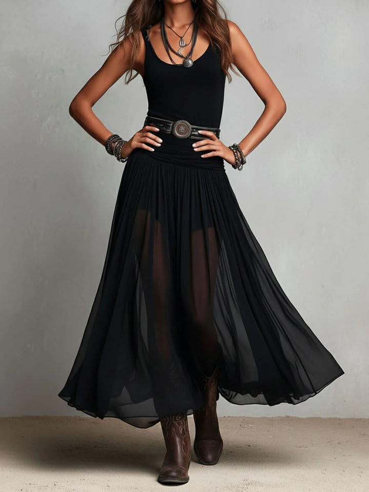 Sienna | Women's Sleeveless Tank Top Tulle Maxi Skirt Set