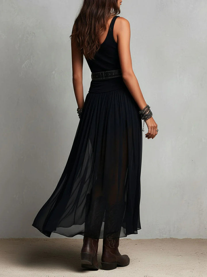 Sienna | Women's Sleeveless Tank Top Tulle Maxi Skirt Set