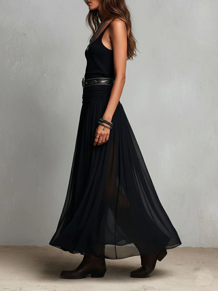 Sienna | Women's Sleeveless Tank Top Tulle Maxi Skirt Set