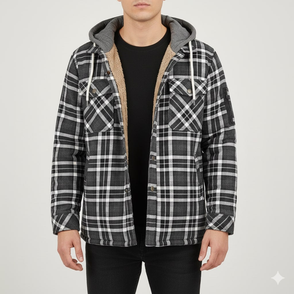Silas | Men's Check Hooded Overshirt Jacket