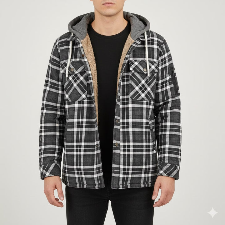 Silas | Men's Check Hooded Overshirt Jacket