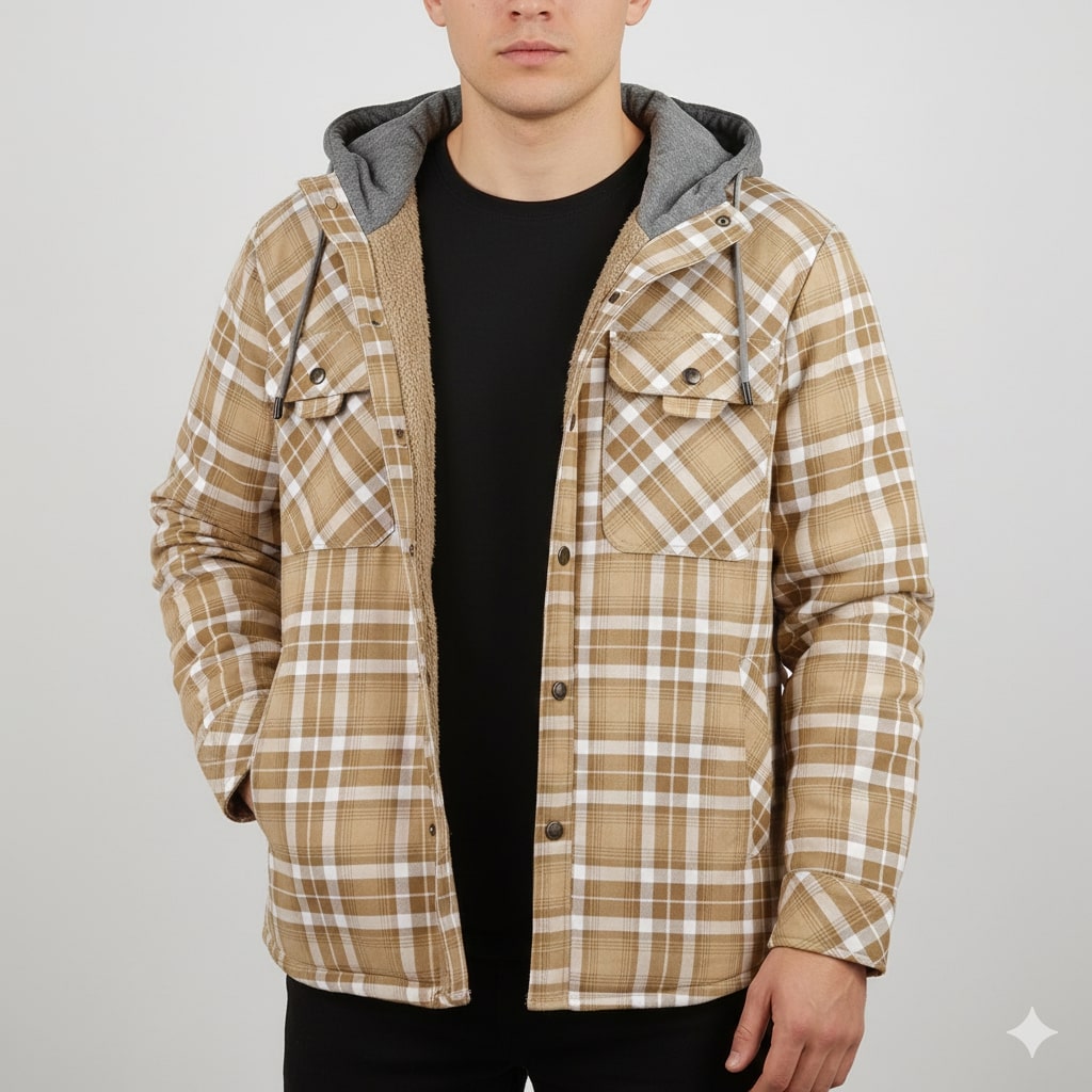 Silas | Men's Check Hooded Overshirt Jacket