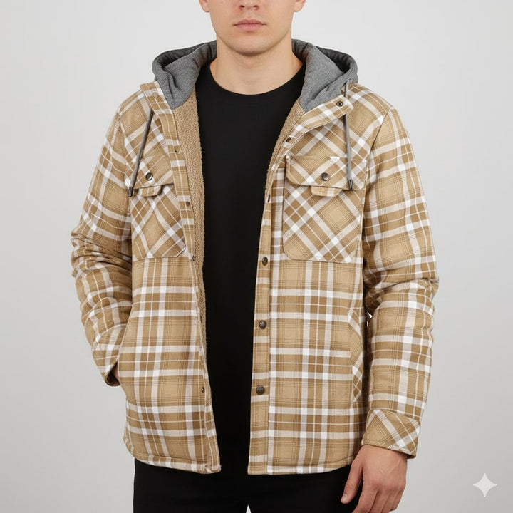 Silas | Men's Check Hooded Overshirt Jacket
