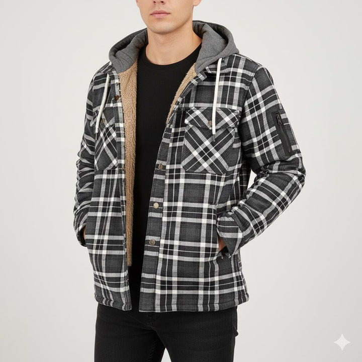 Silas | Men's Check Hooded Overshirt Jacket