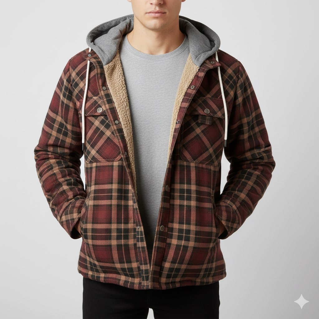 Silas | Men's Check Hooded Overshirt Jacket