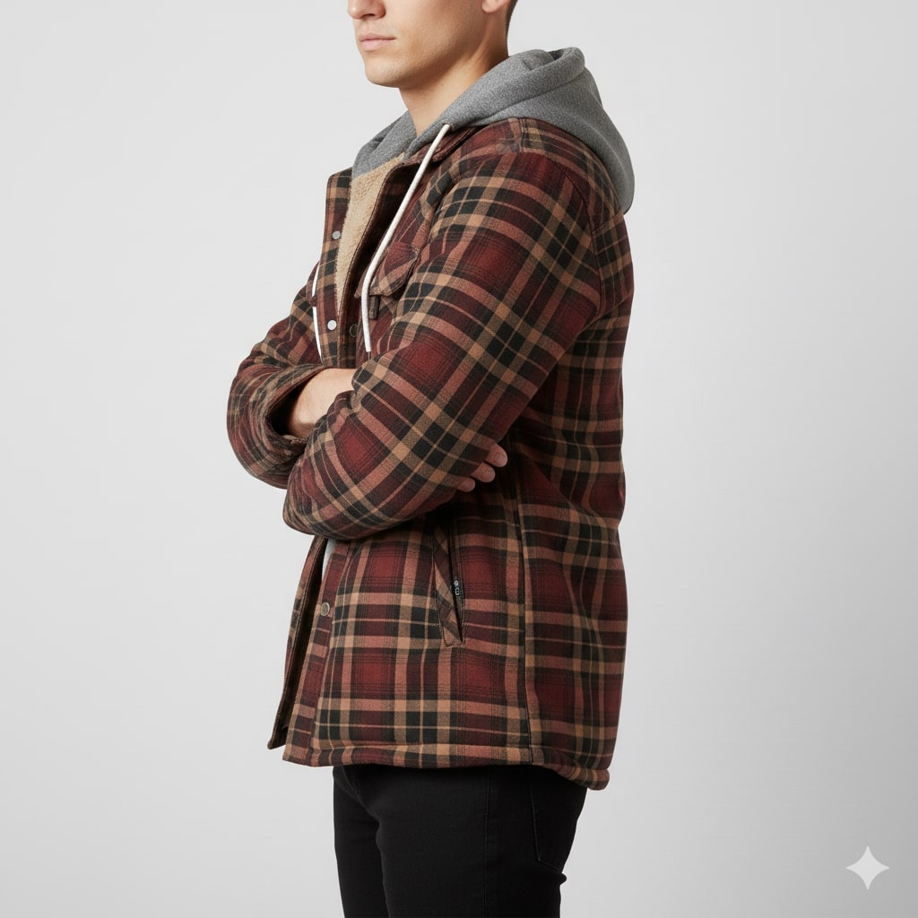 Silas | Men's Check Hooded Overshirt Jacket