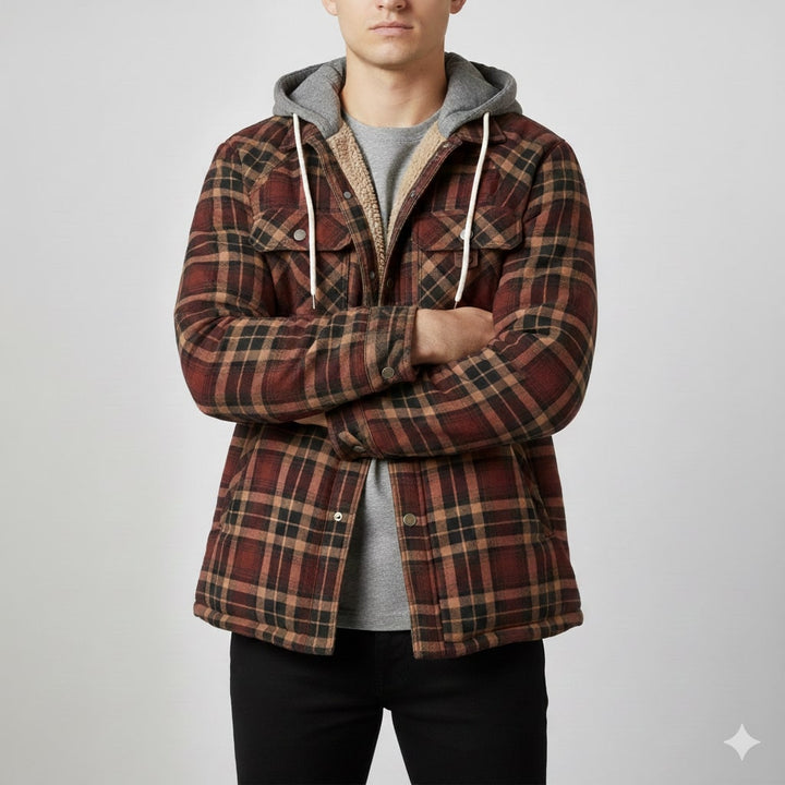Silas | Men's Check Hooded Overshirt Jacket