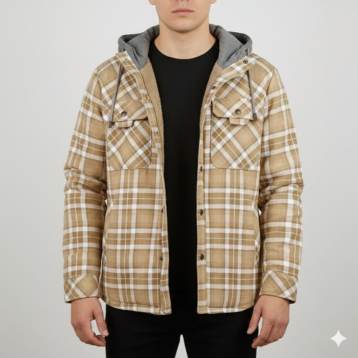 Silas | Men's Check Hooded Overshirt Jacket
