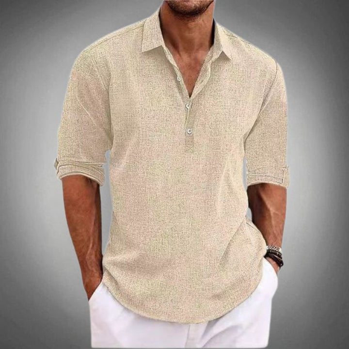 Sullivan | Men's Long Sleeve Button Placket Roll-Tab Polo Shirt