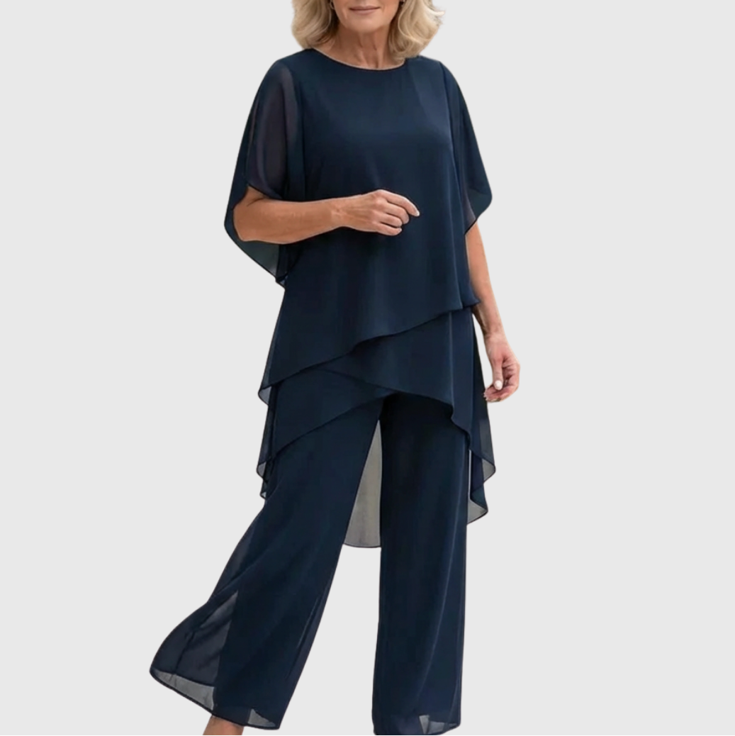 Susan | Women's Draped Two-Piece Palazzo Pants Suit