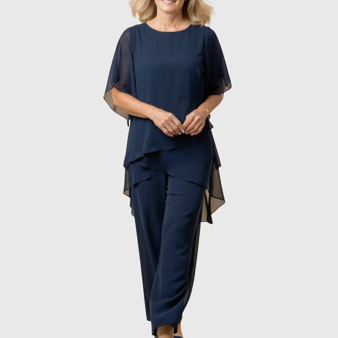 Susan | Women's Draped Two-Piece Palazzo Pants Suit