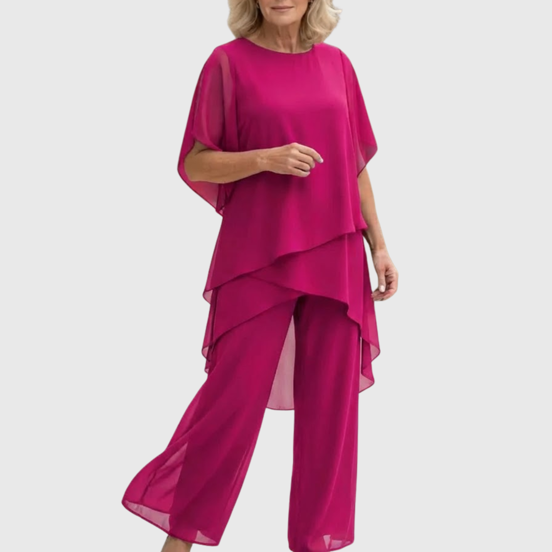 Susan | Women's Draped Two-Piece Palazzo Pants Suit