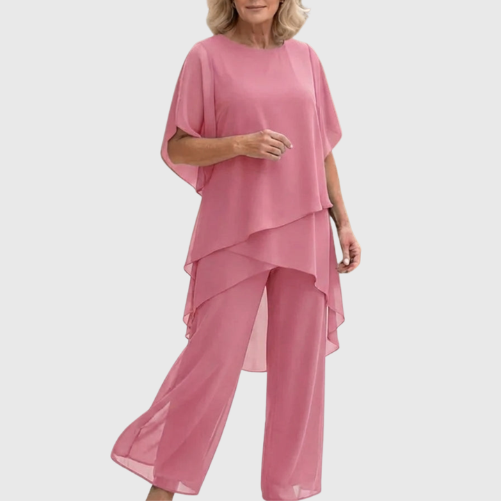 Susan | Women's Draped Two-Piece Palazzo Pants Suit