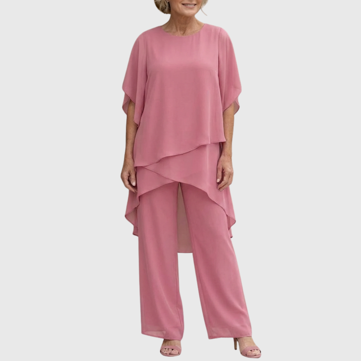Susan | Women's Draped Two-Piece Palazzo Pants Suit