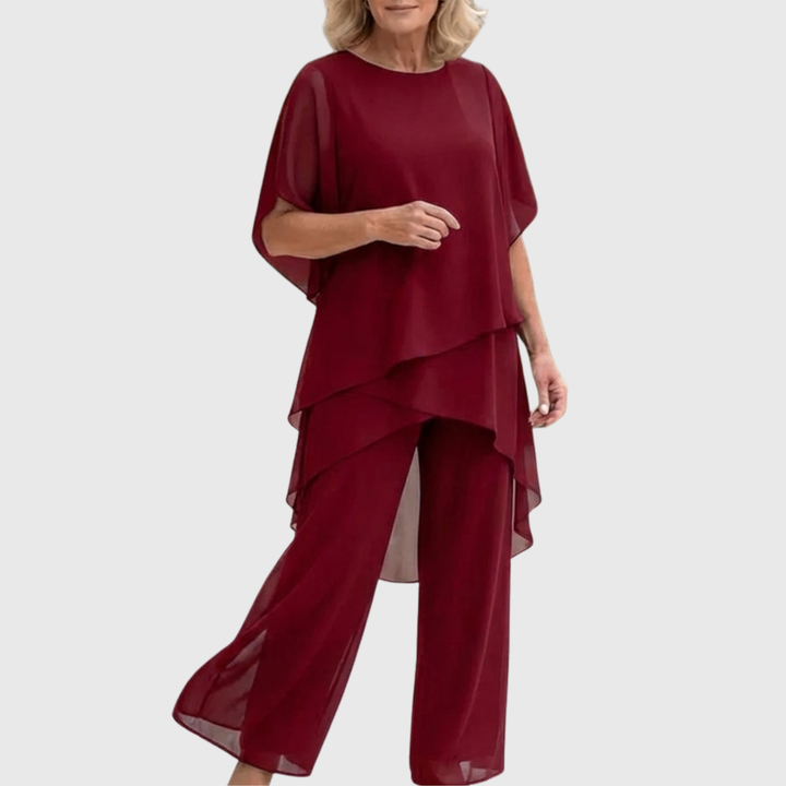 Susan | Women's Draped Two-Piece Palazzo Pants Suit