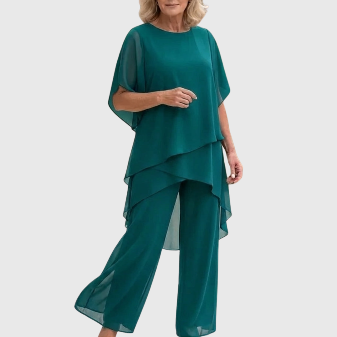 Susan | Women's Draped Two-Piece Palazzo Pants Suit