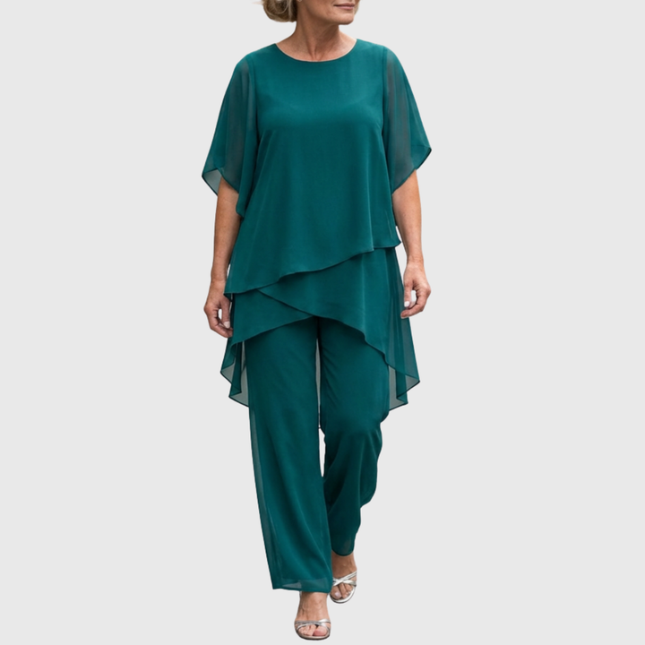 Susan | Women's Draped Two-Piece Palazzo Pants Suit