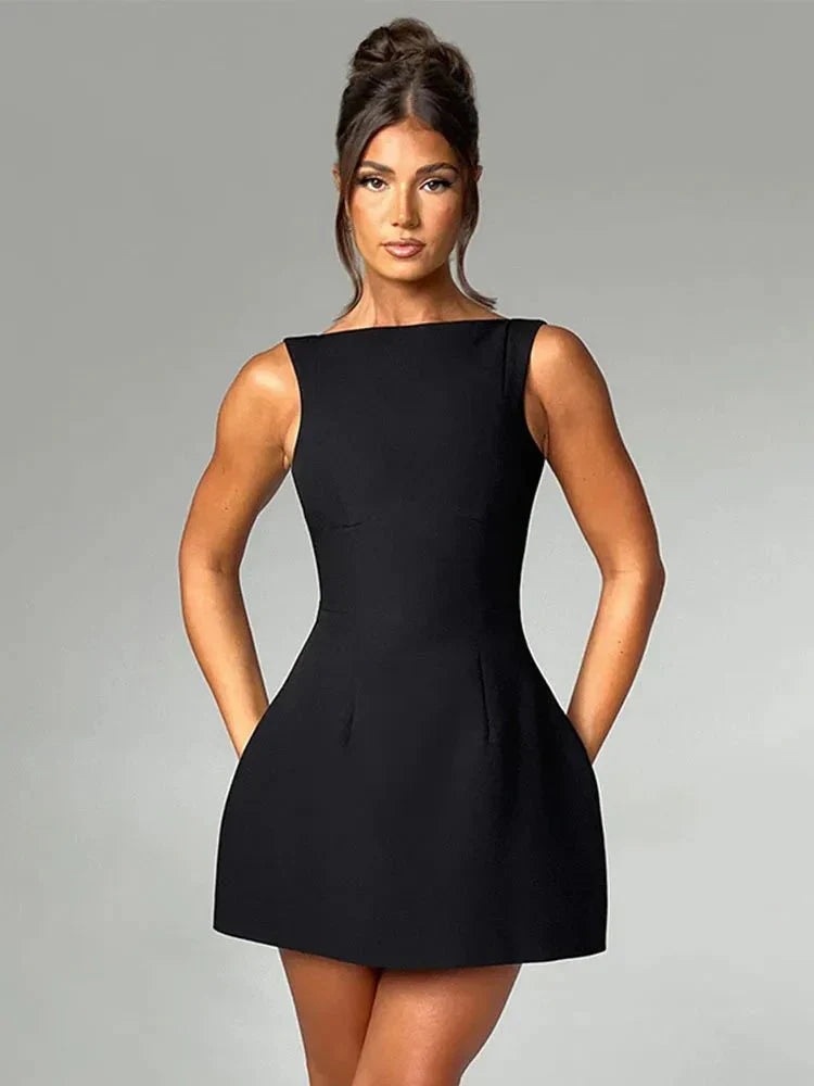 Tabitha | Women's Sleeveless Backless A-Line Mini Dress